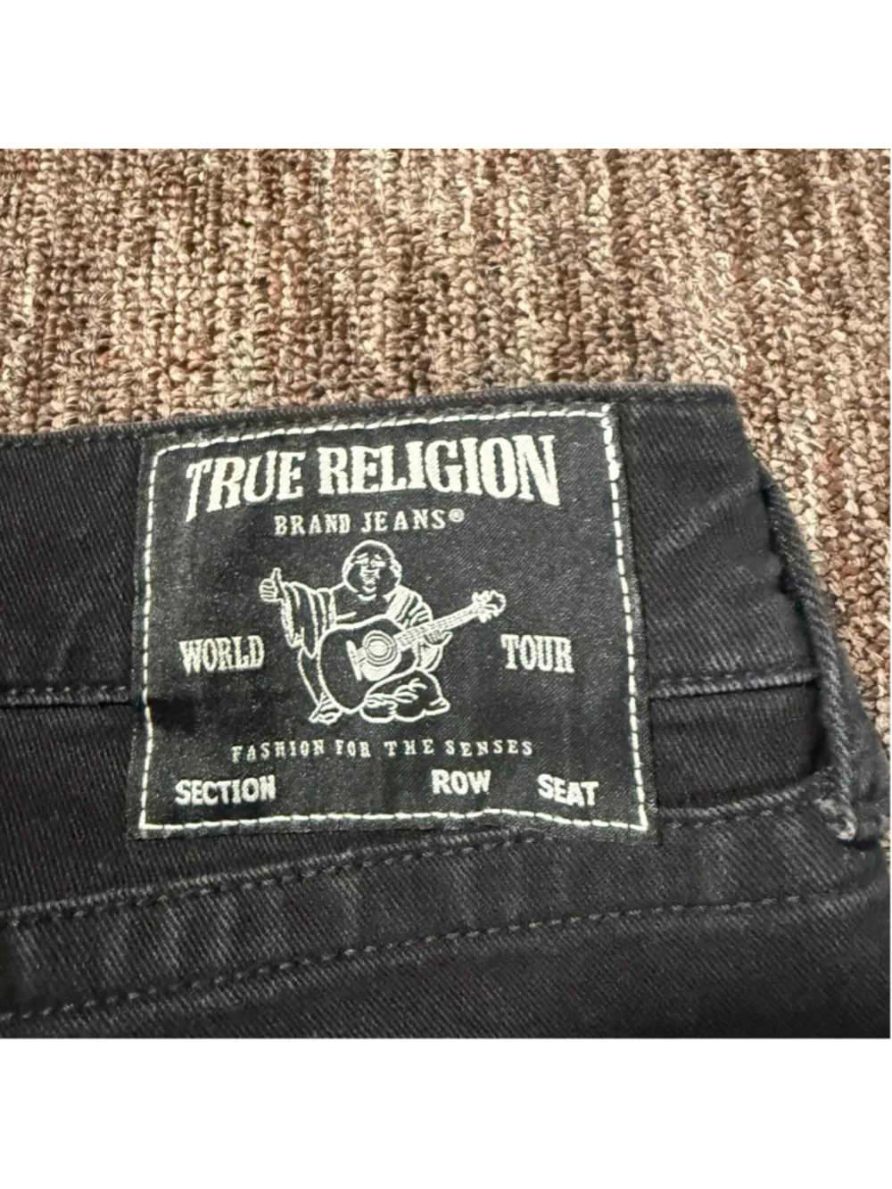 True Religion Geno Relaxed Slim Black Jeans Waist 33